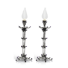 Tall Flower Shape Stones Candle Holders From Sterling Silver