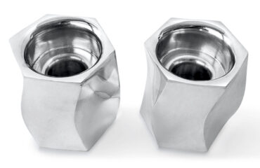 Pure Silver Tea Light Candlesticks in Contemporary Curled Design