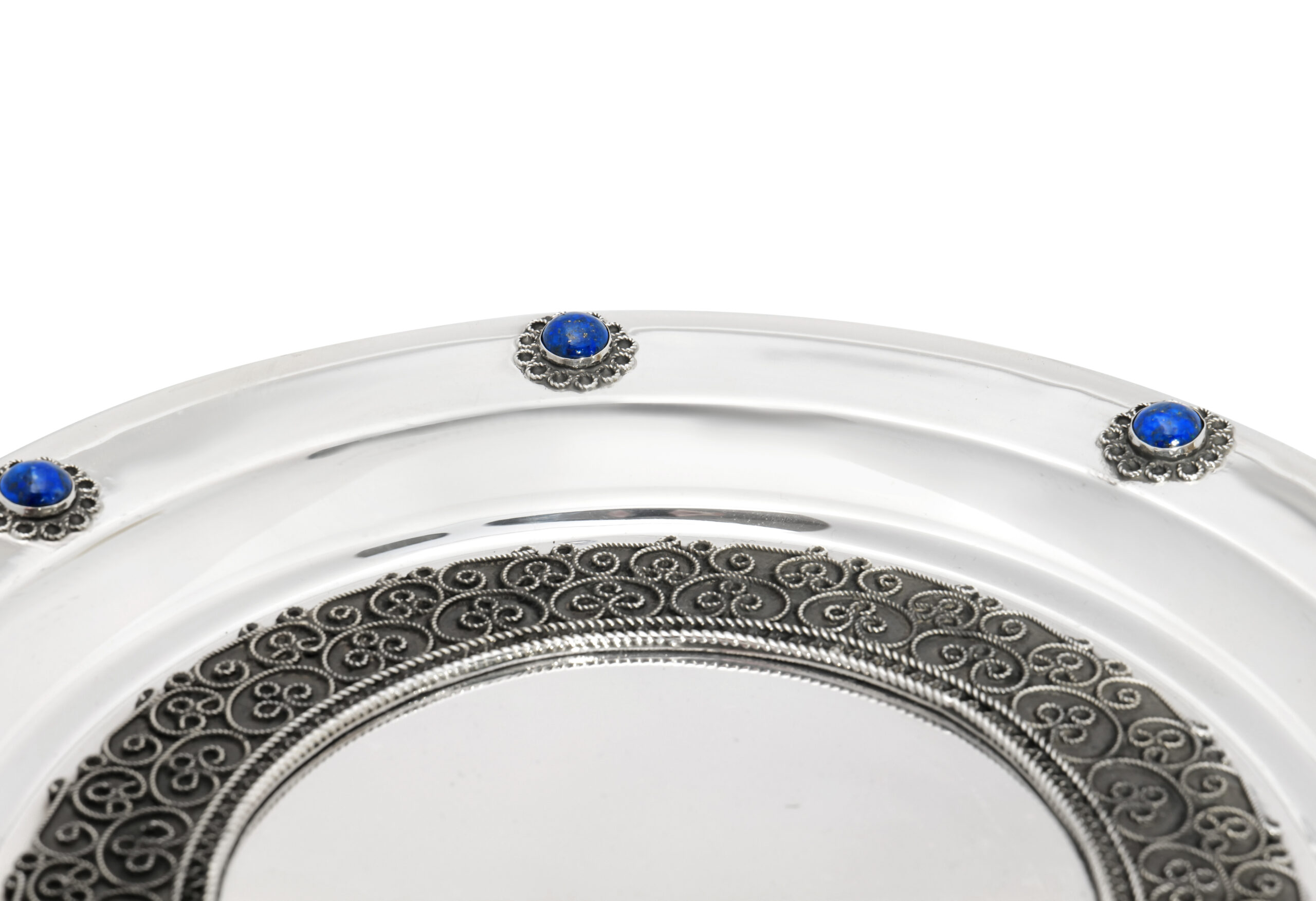 Magnificent Silver Elijah Cup with Filigree and Blue Lapis Stones