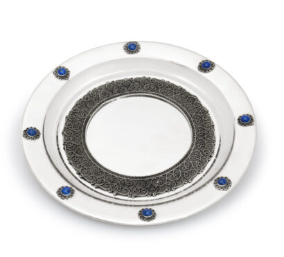 Magnificent Silver Elijah Cup with Filigree and Blue Lapis Stones