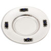 Square Leg Silver Kiddush Cup with Blessing and Blue Gems