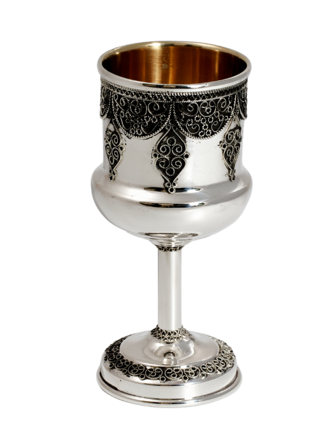 Filigree Kiddush Cup Made From Pure Silver – Jewish Wedding Gift
