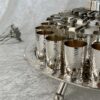 18 Cups Silver Hammered Kiddush Fountain with Artistic Three-Step Pouring