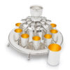 Contemporary Sleek Silver Kiddush Wine Fountain with Ten Cups