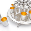 Contemporary Sleek Silver Kiddush Wine Fountain with Ten Cups