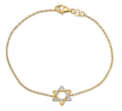 Luxury 14K Gold and Diamonds Star of David Bracelet
