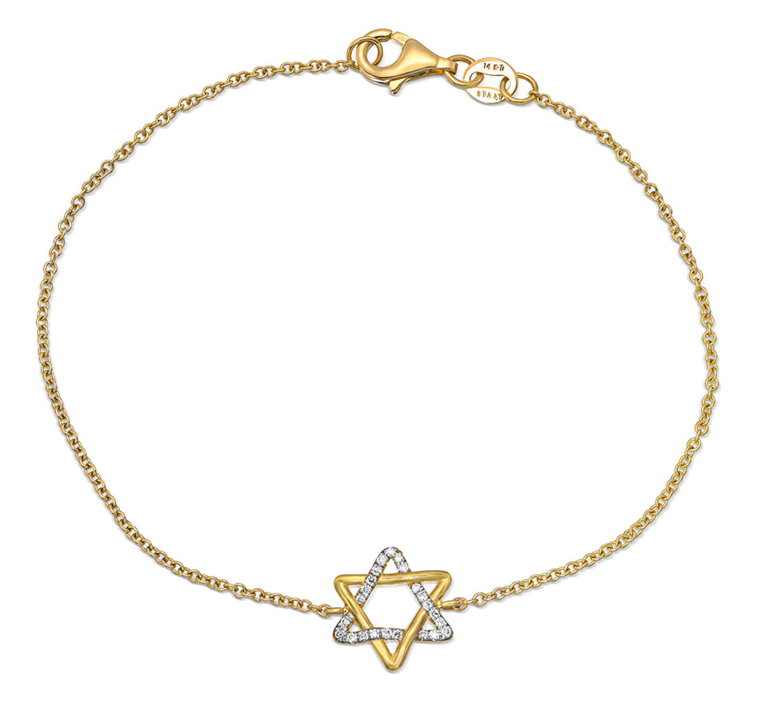 Luxury 14K Gold and Diamonds Star of David Bracelet