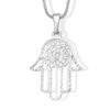 Minimalist 14k Gold Filigree Hamsa with Chai Pendant