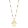 Minimalist 14k Gold Filigree Hamsa with Chai Pendant