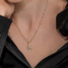 Minimalist 14k Gold Filigree Hamsa with Chai Pendant
