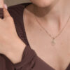 Minimalist 14k Gold Filigree Hamsa with Chai Pendant