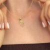 Minimalist 14k Gold Filigree Hamsa with Chai Pendant