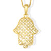 Large 14K Gold Hamsa Pendant With Ornate Filigree Design