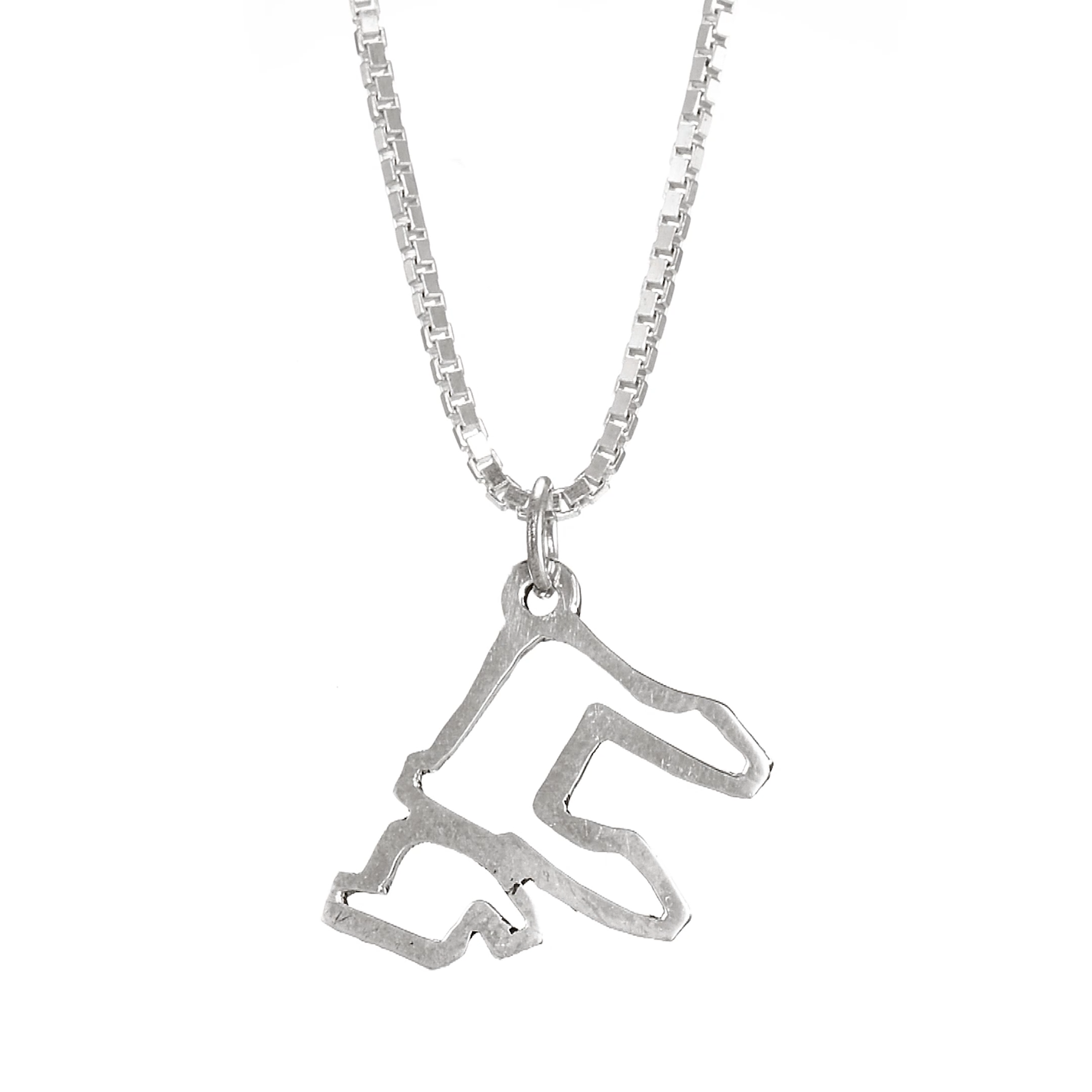 Oversized Clean Lines and Modern Cut Out Chai Silver Pendant