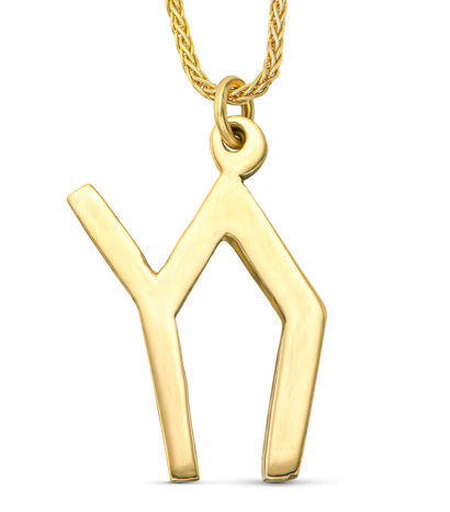 Modern 14k Gold Chai Necklace Designed House with Chimney
