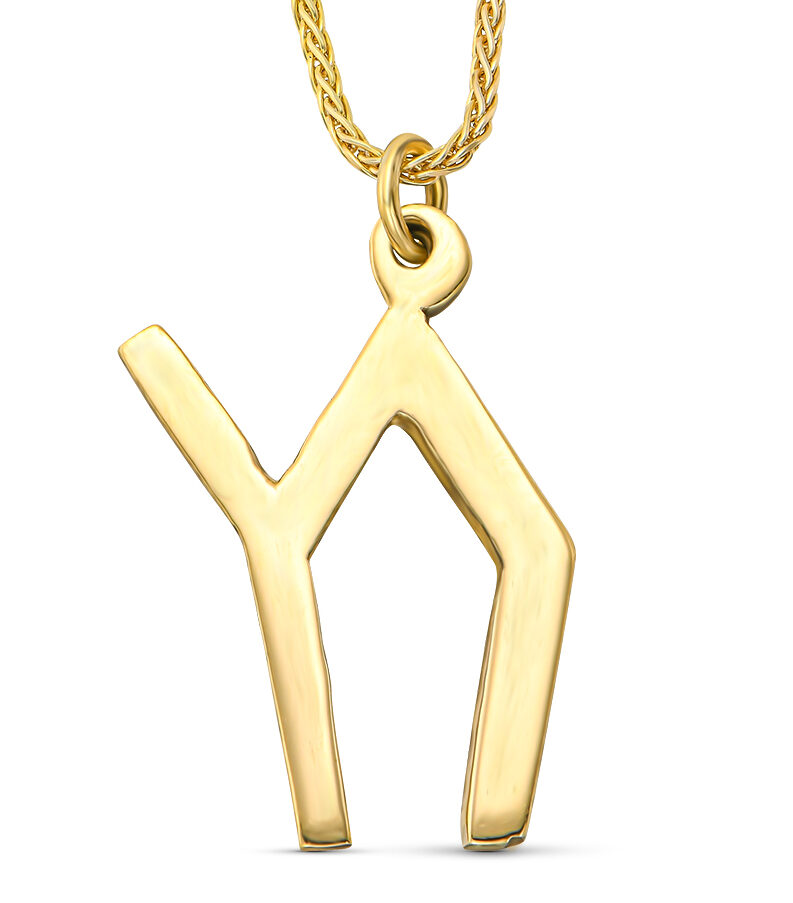 Modern 14k Gold Chai Necklace Designed House with Chimney