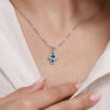 Small Blue Enamel Hamsa Hand Pendant From 925 Silver