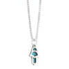 Small Blue Enamel Hamsa Hand Pendant From 925 Silver