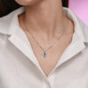 Small Blue Enamel Hamsa Hand Pendant From 925 Silver