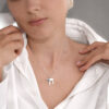 Big Size Modern Silver Chai Pendant with Cold Enamel Color Detail