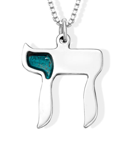 Big Size Modern Silver Chai Pendant with Cold Enamel Color Detail