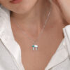 Big Size Modern Silver Chai Pendant with Cold Enamel Color Detail