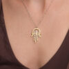 Contemporary Giant 14K Gold Hamsa Pendant for Guys