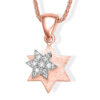 Tiny Double-Layer 14k Gold Magen David Necklace with Spinning Diamonds