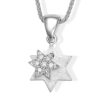 Tiny Double-Layer 14k Gold Magen David Necklace with Spinning Diamonds