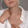 Tiny Double-Layer 14k Gold Magen David Necklace with Spinning Diamonds