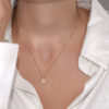 Tiny Double-Layer 14k Gold Magen David Necklace with Spinning Diamonds