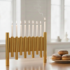 Large Modern Brass Hanukkah Menorah with Vertical Tube Design