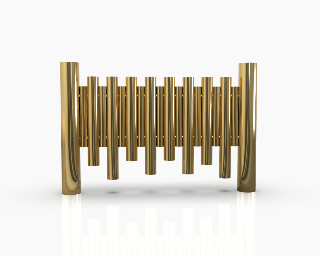 Large Modern Brass Hanukkah Menorah with Vertical Tube Design