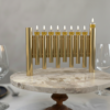 Large Modern Brass Hanukkah Menorah with Vertical Tube Design