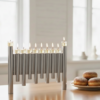 Large Modern Brass Hanukkah Menorah with Vertical Tube Design