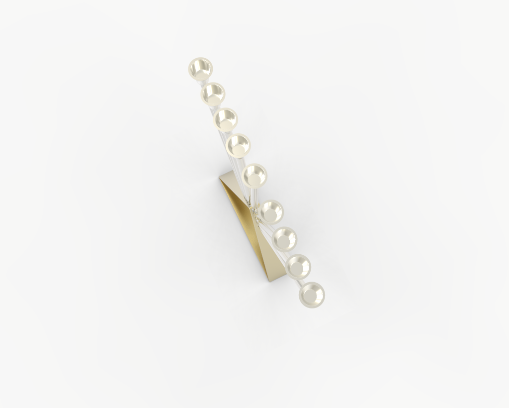 Modern Sterling Silver Chabad Menorah with Brass Triangle Base