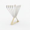 Modern Sterling Silver Chabad Menorah with Brass Triangle Base