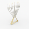 Modern Sterling Silver Chabad Menorah with Brass Triangle Base