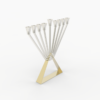 Modern Sterling Silver Chabad Menorah with Brass Triangle Base