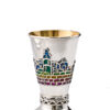 Sterling Silver Multicolored Enamel Jerusalem Kiddush Cups Set