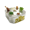 Three Tiered Contemporary Square Silver Seder Plate with Ha Lachma Anya