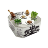 Three Tiered Contemporary Square Silver Seder Plate with Ha Lachma Anya