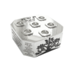Three Tiered Contemporary Square Silver Seder Plate with Ha Lachma Anya