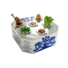 Three Tiered Contemporary Square Silver Seder Plate with Ha Lachma Anya