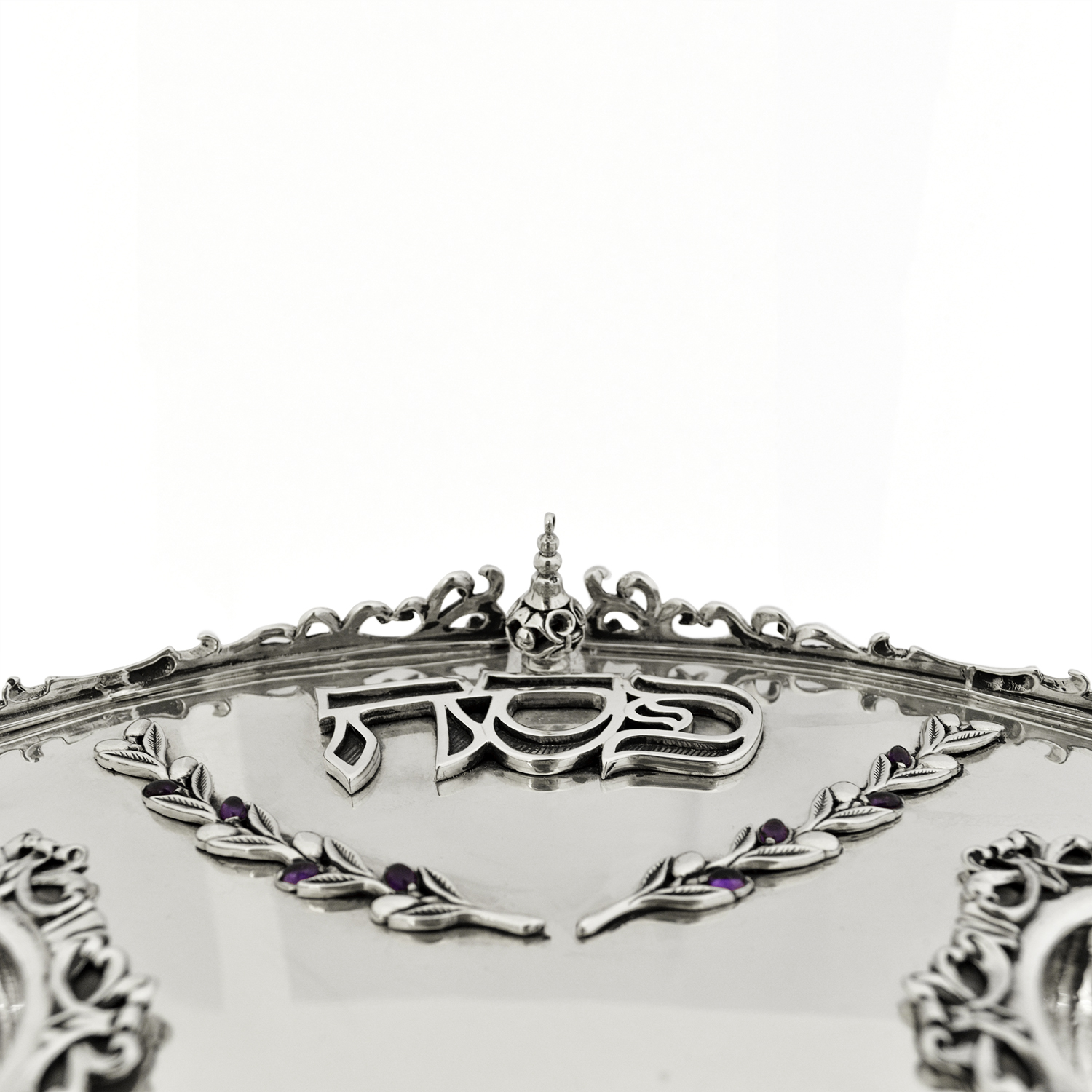 3 Tier Matzah Chamber Pure Silver Seder Plate with Exodus Story