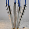 Cone Shape Sterling Silver 8 Arm Candelabra with Gold Plated Ring