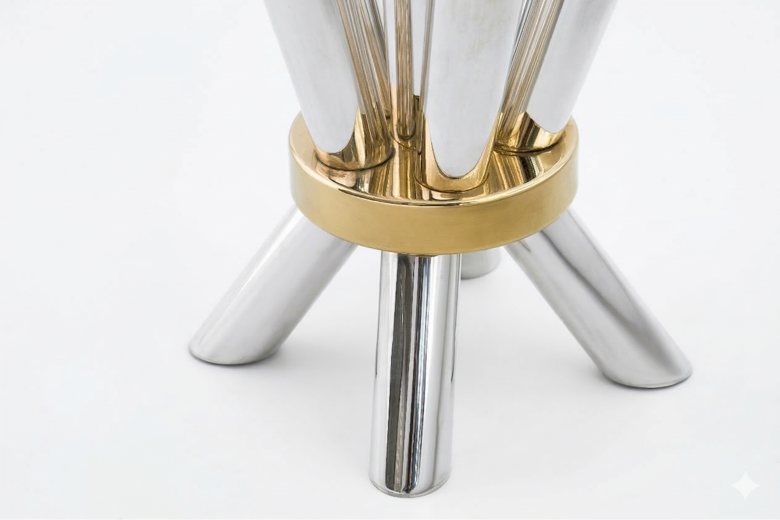 Cone Shape Sterling Silver 8 Arm Candelabra with Gold Plated Ring