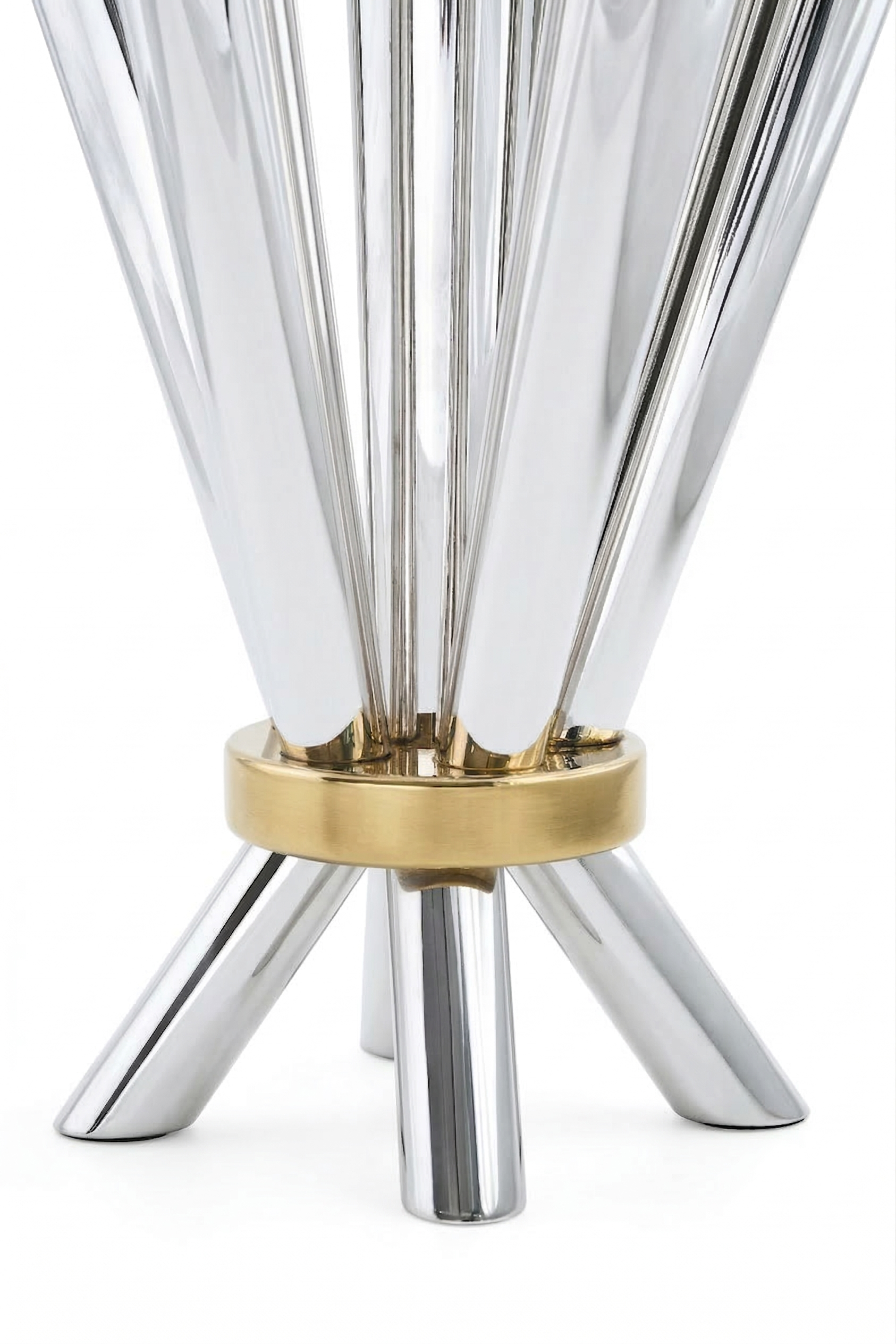 Cone Shape Sterling Silver 8 Arm Candelabra with Gold Plated Ring