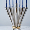 Cone Shape Sterling Silver 8 Arm Candelabra with Gold Plated Ring