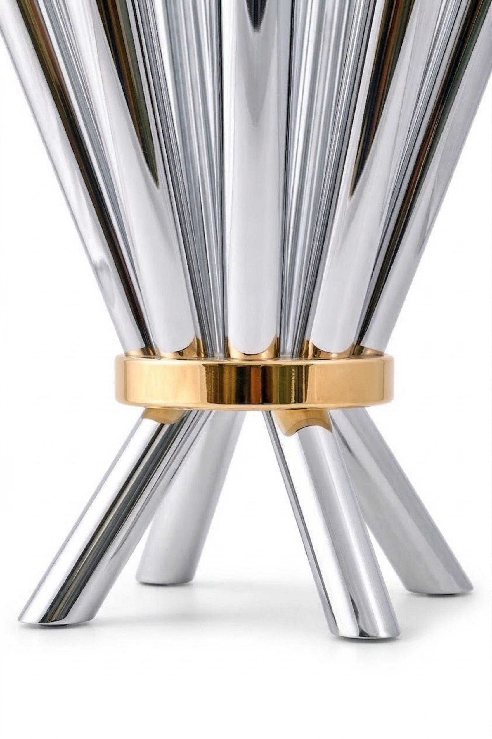 Cone Shape Sterling Silver 8 Arm Candelabra with Gold Plated Ring